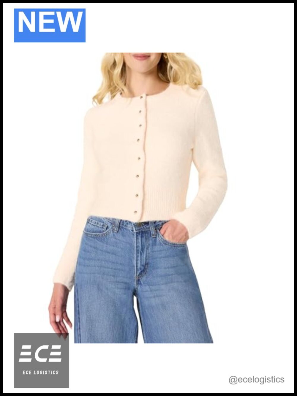 Faux Mohair Wool Blend Gold Button Cardigan Sweater